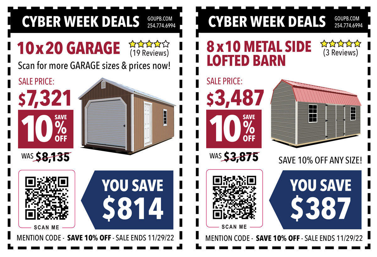 CYBER WEEK DEALS at United Portable Buildings - Limited Time Only