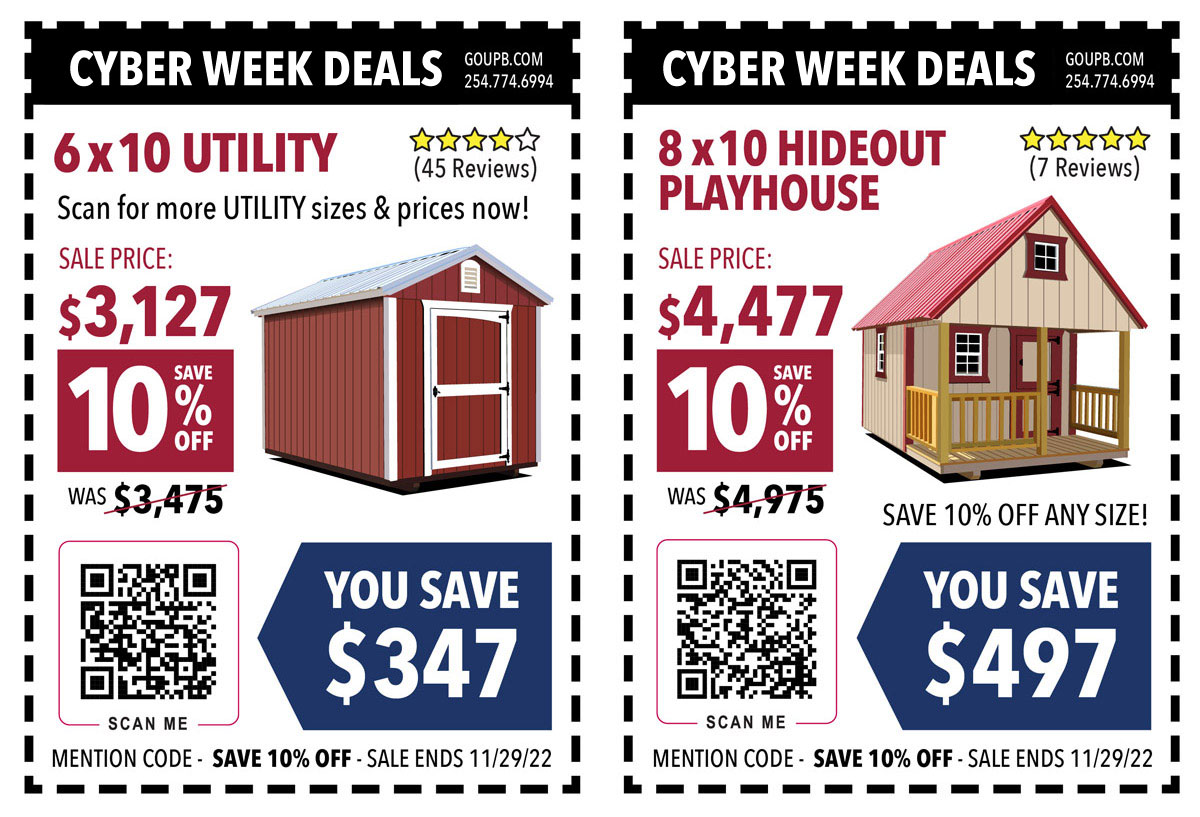 CYBER WEEK DEALS at United Portable Buildings - Limited Time Only