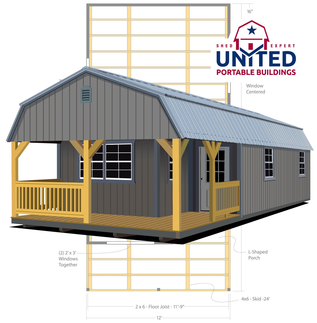 12X24 Lofted Cabin Layout Pin On Derksen Buildings Instead The Main House Uses A 6 12 Pitch